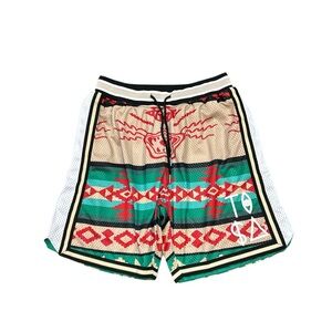 TISA Men’s Size Medium Tribal Tan Basketball Shorts EUC